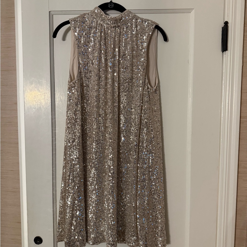 Vineyard Vines Silver Sequin Mini Dress Sequin Swing Minidress